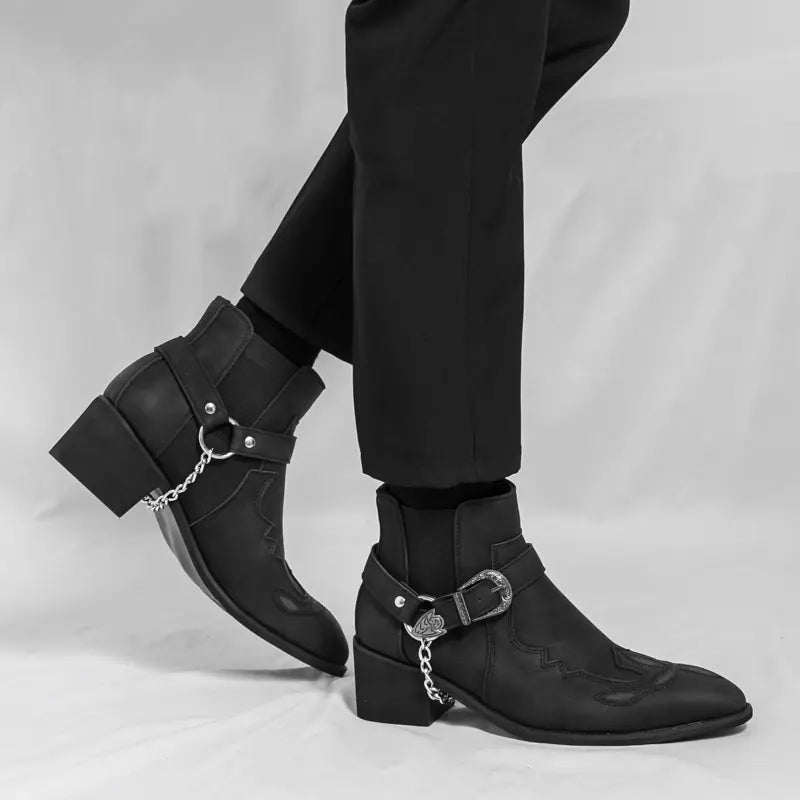 Unisex Retro Square-Toe Ankle Boots – Chunky Heel & Platform Sole