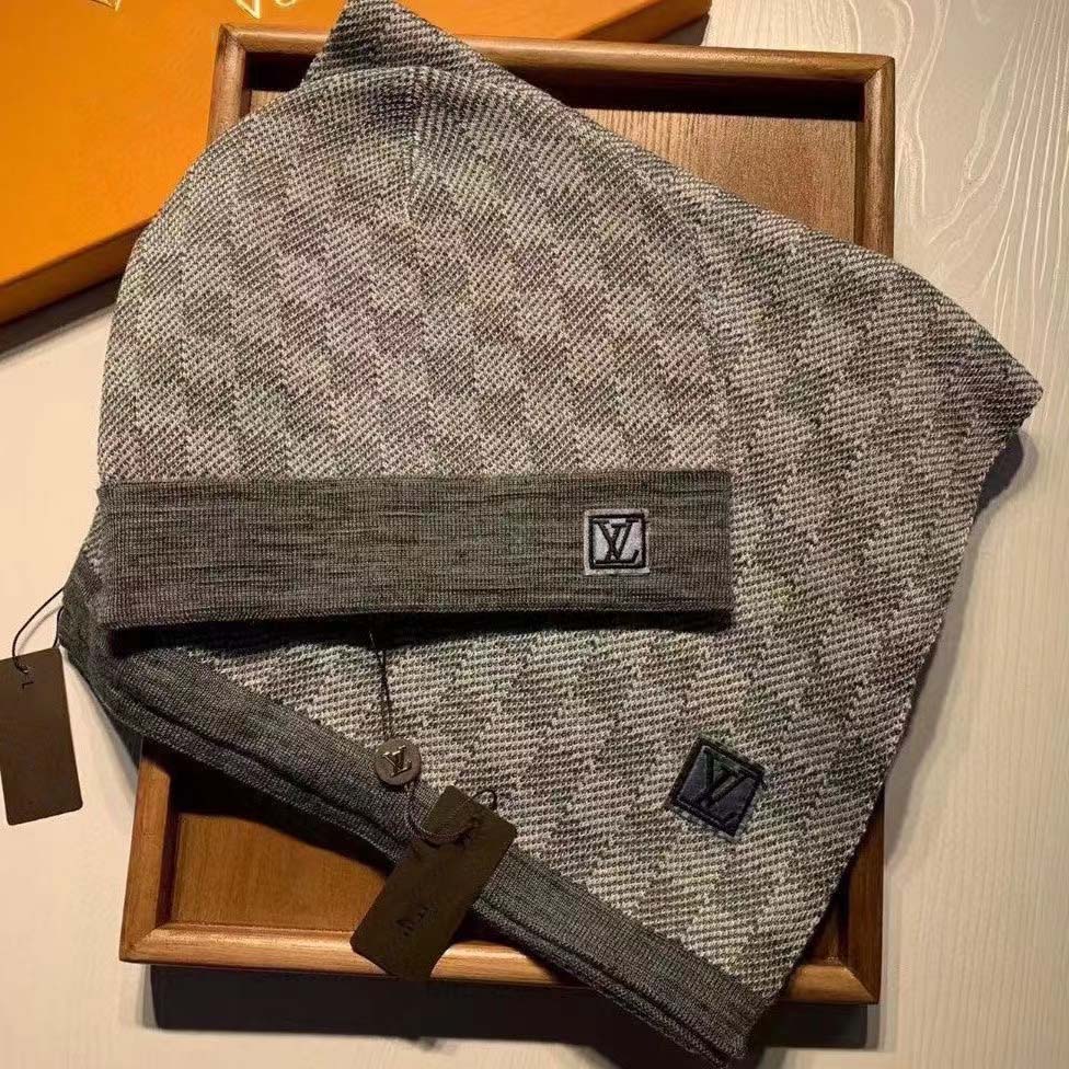 Men's woolen hat and scarf suit, winter knitted wool