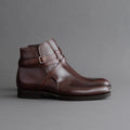 Dark Brown Buckle Handmade Leather Men's Business Boots
