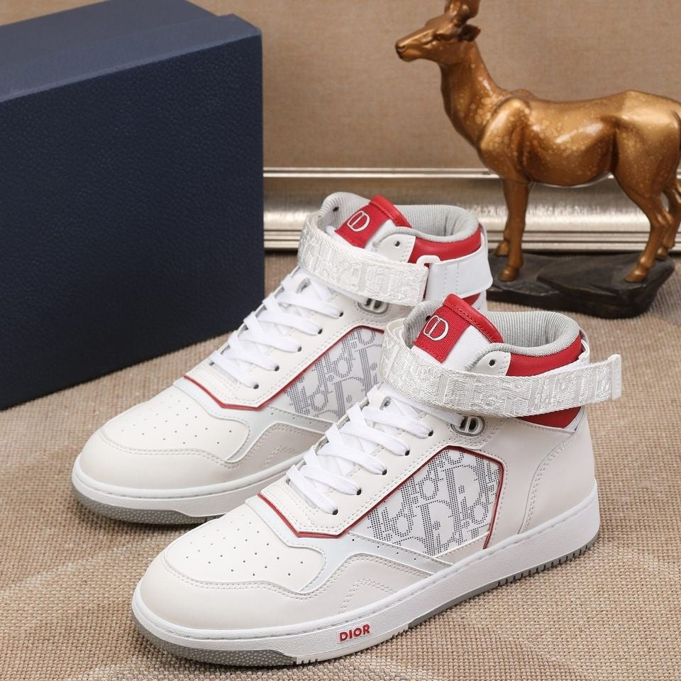 White Classic Style Printed Men's and Women's Sneakers