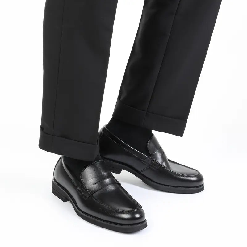 Classic Soft Men's Loafers for All Seasons – Comfortable All-Black Business-Casual Shoes